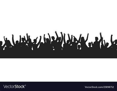 Dancing People Crowd Silhouettes Concert Audience Vector Image