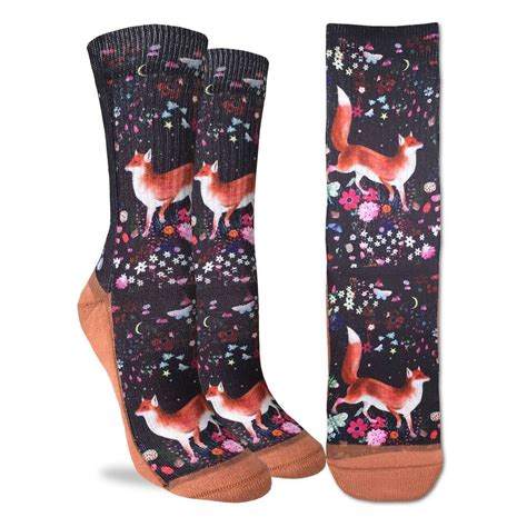 Women S Floral Fox Socks Penguin Socks Fox Socks Crew Socks Toe Warmers Good Luck Socks