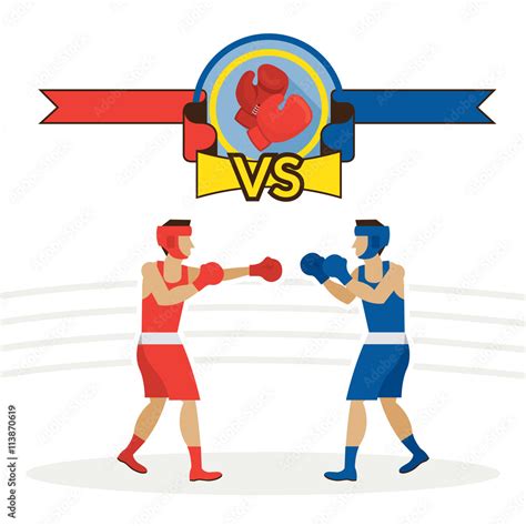 Vetor Do Stock Boxing Athlete Fighting Boxer Versus Red And Blue