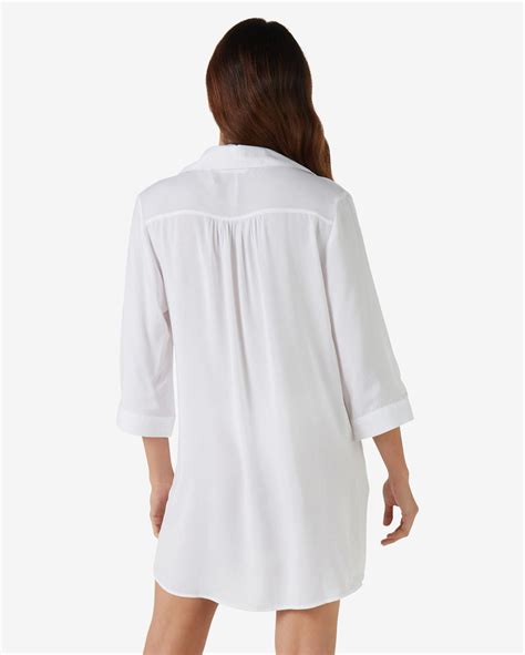 Riachuelo Sa Da De Praia Chemise Bolso Viscose Branco Dript By Riachuelo