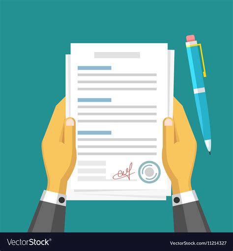 Business Design Hands Holding Contract Flat Vector Image