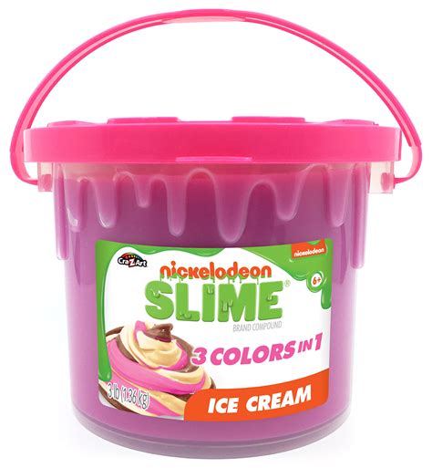 Buy Nickelodeon Slime 3LB Ice Cream Premade Slime Bucket – 3 Colors-in