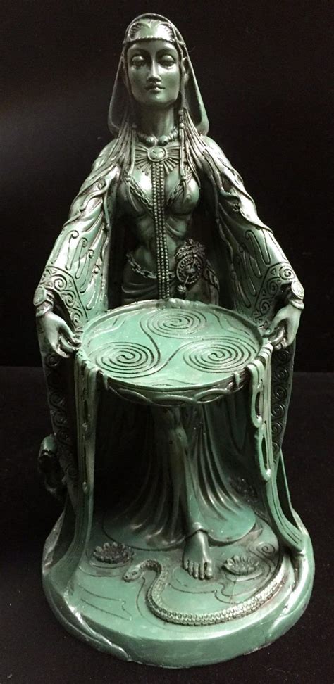 Celtic Goddess Danu 9 Green Bronze Color Resin Statue Danu Dana
