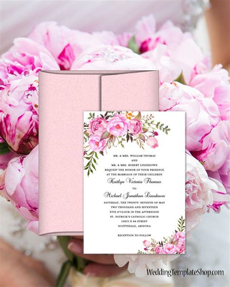 Printable Wedding Invitation Romantic Blossoms Make Your