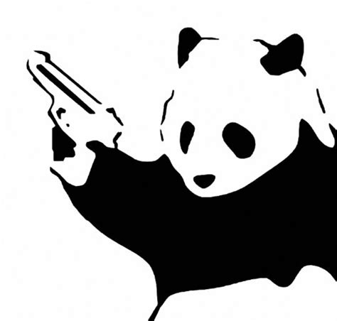 Panda Banksy Con Armas Arte De Pared Panda Pared Impresión Etsy