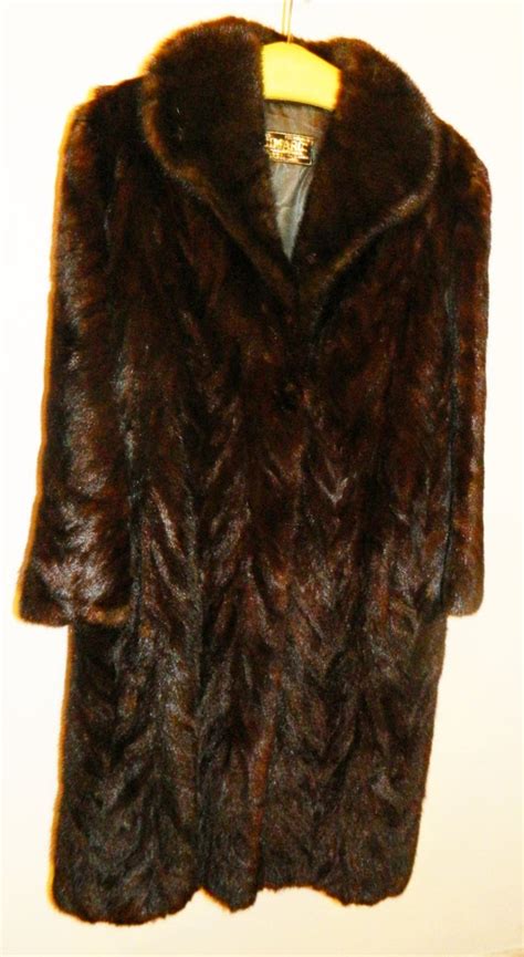 vintage mink fur coat classic brown full length mint