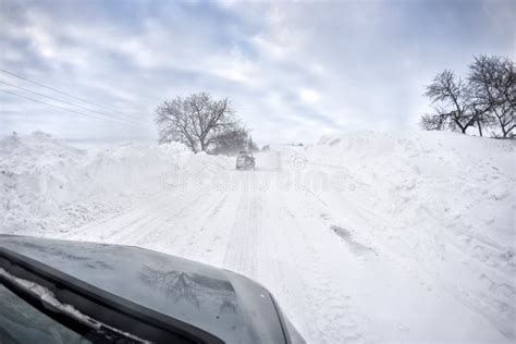 Driving Car On Snowy Road Stock Photo Image Of Cloud 39905324