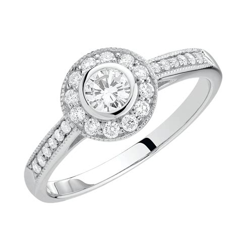 French pavé diamond engagement ring. Engagement Ring with 1/2 Carat TW of Diamonds in 18kt White Gold