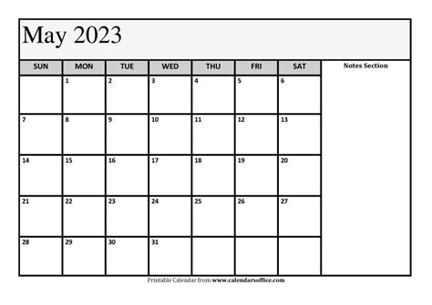 May 2023 Calendar Printable Templates In Pdf Word Excel Printable