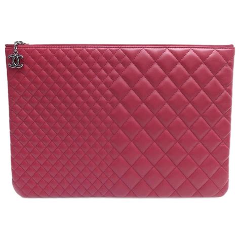 Timeless New Chanel Pouch A82523 Large Classic Pouch In Fushia Quilted