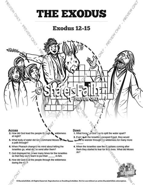The Exodus Story Sunday School Crossword Puzzles