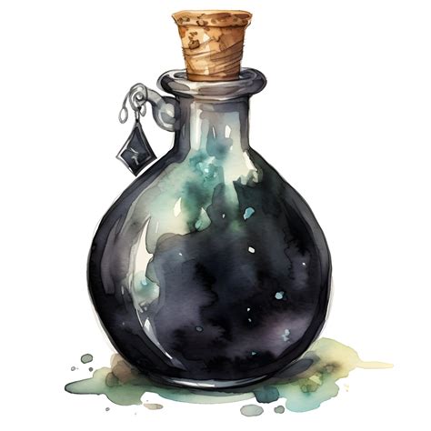 Witches Potion Bottle Watercolor, AI Generative 28176801 PNG