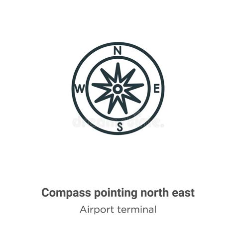 Compass Pointing North East Outline Vector Icon Thin Line Black