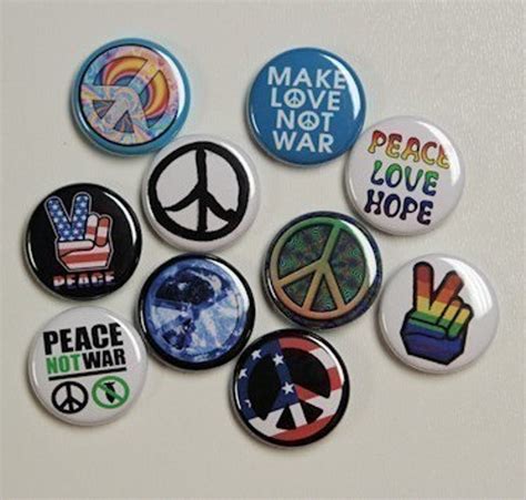 Peace Set Of 10 Buttons Pinbacks Badges 1 Inch Flatbacks Or Magnets Etsy