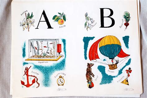 Alphabet Poster Set Of 26 Vintage English Letter Classroom Etsy