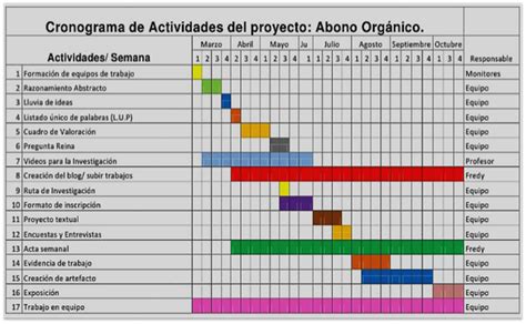 Ejemplo De Un Cronograma