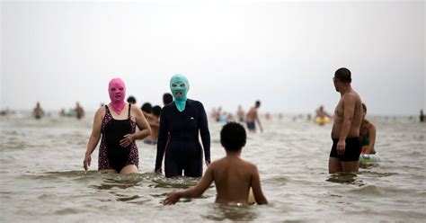 ‘facekini Wearing Chinese Stand Up For The Right To Bare Nothing The