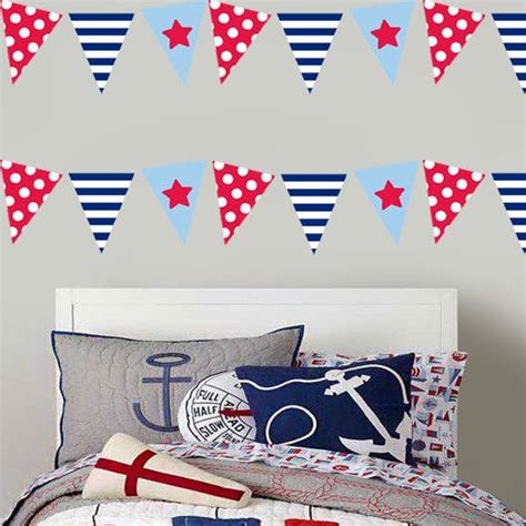 Stenciled bar stools in a home by design bountiful. Bunting Flag Stencils, Seaside Nautical Theme, Painting ...