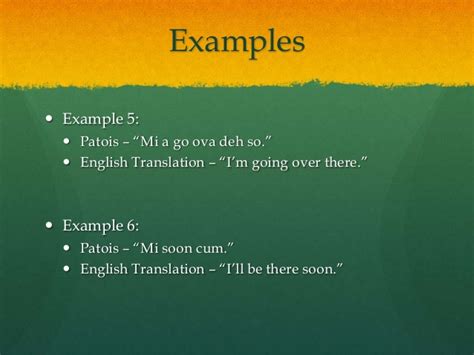 Direct translation techniques are used when structural and conceptual elements of the source language can be transposed into the target sometimes it works and sometimes it does not. Jamaican Language