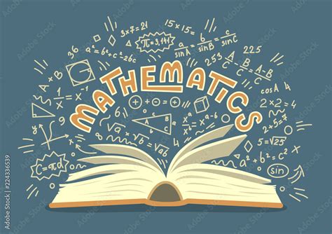 Mathematics Open Book With Math Doodles With Lettering Education