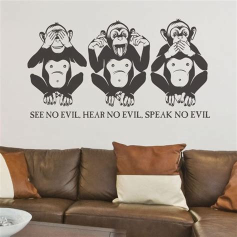 3 Monkeys Quote See No Evil Hear No Evil Speak No Etsy Vinyl