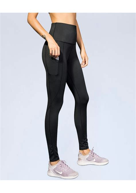 Womens Workout Leggings With Side Pocket Black Onceit