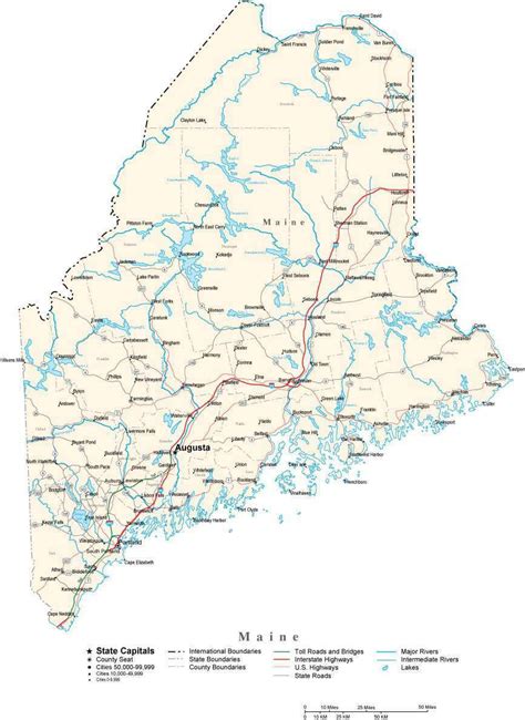Maine Counties Map With Cities