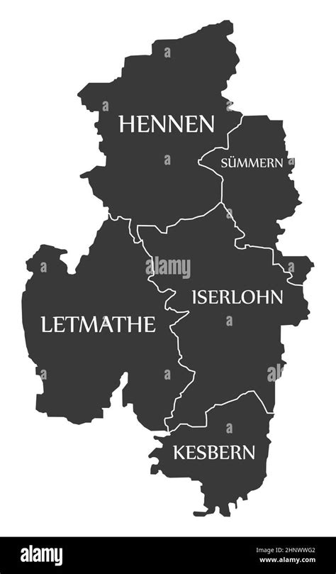 Iserlohn City Map Germany De Labelled Black Illustration Stock Photo