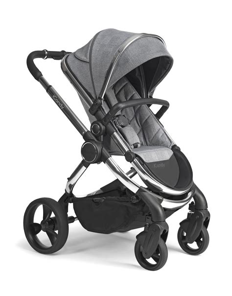 Icandy Peach Pushchair And Carrycot Chrome Light Grey Check