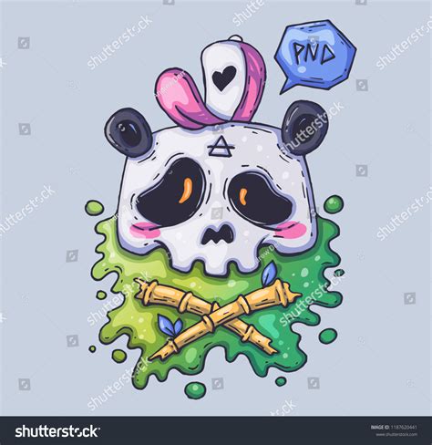 Cute Panda Skull Cap Cartoon Illustration Stock Vector Royalty Free