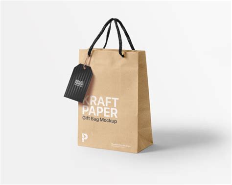 Download Free Kraft Paper Gift Bag Mockup | Free Mockup | Pixpine