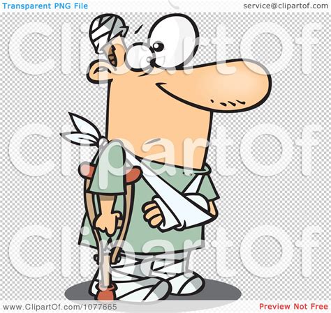 Clipart Accident Prone Man With Bandages And A Crutch Royalty Free