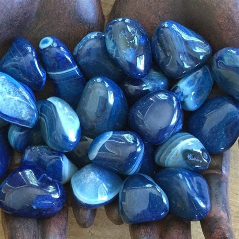 Agate Blue Tumble Stones Tumbled Stones Stone Crystal Healer