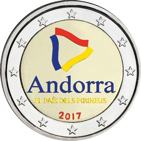Andorra 2 Euro 2017 Pyrenäenland Farbig Farbige 2 Euro Münzen