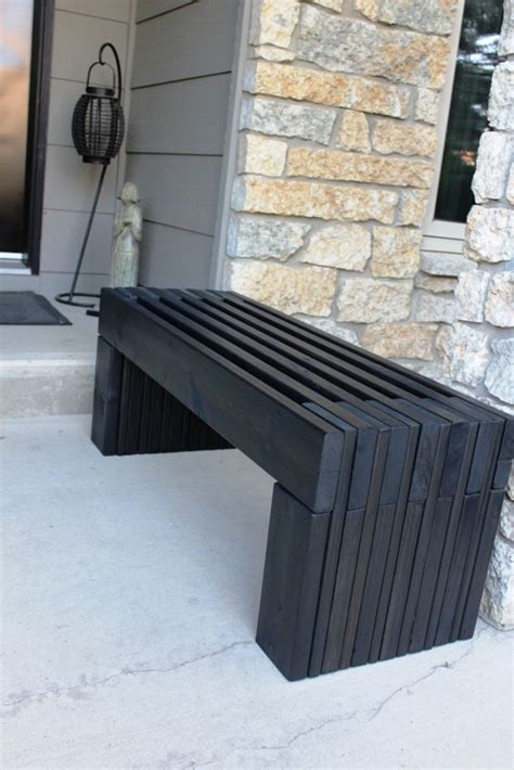 Modern Slat Top Outdoor Wood Bench Back Yard Inspiration Pinterest