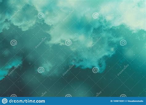 Greenish Blue Colorful Watercolor Abstract Bright Mixed Background And