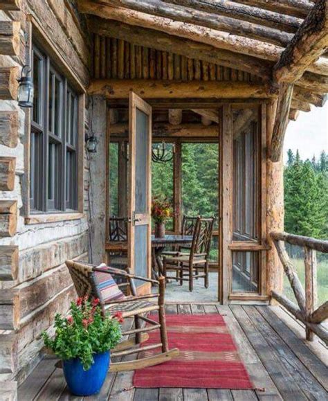Screened Rustic Porch Rustic Mountain Homes Rustic House