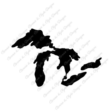 Great Lakes With Michigan Instant Digital Download Svg Png Dxf Etsy Print Decals Great