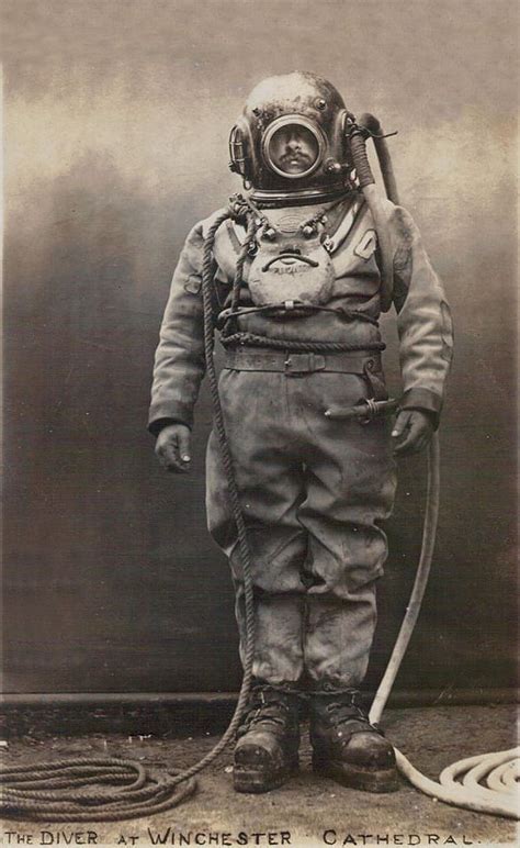The Diver At Winchester Catherderal Early 1900s Deep Sea Diver