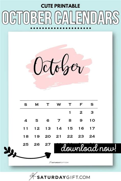 Cute And Free Printable October 2020 Calendar Saturdayt In 2020