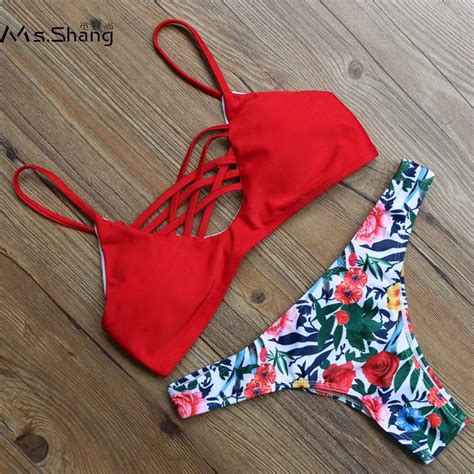Msshang Red Sexy Bikini Set Push Up Bikinis Women Swimwear Female