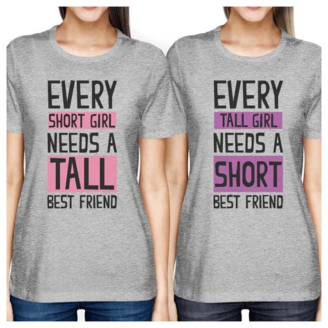 365 Printing Tall Short Friend Bff Matching Shirts Womens Grey Short