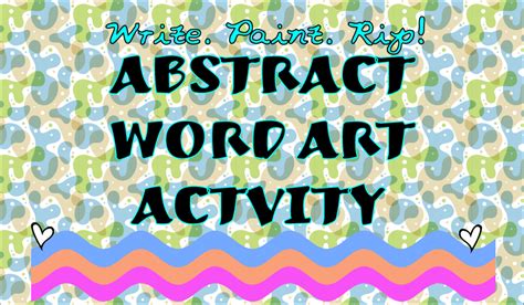 Abstract Word Art Activity That Kids Will Love All In One Activity