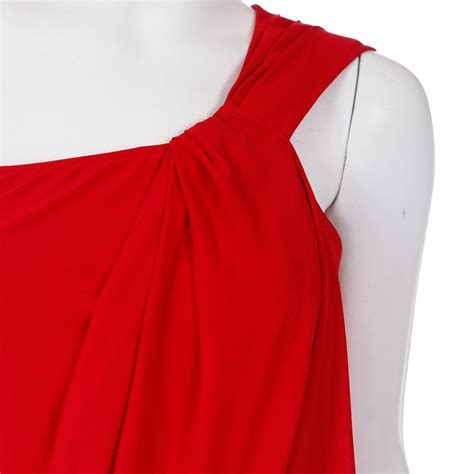 Emanuel Ungaro Parallele Vintage Red Silk One Shoulder Evening Dress