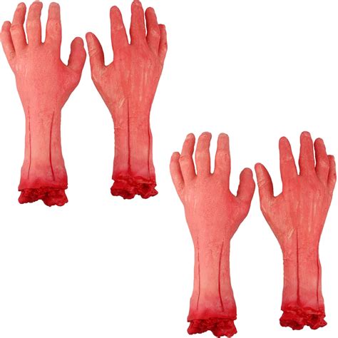 Buy Haconba 4 Pack Halloween Bloody Hands Broken Severed Bloody Fake
