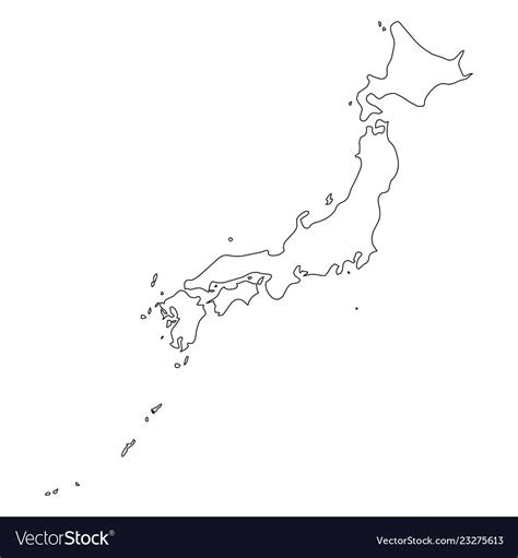 Japan Solid Black Outline Border Map Country Vector Image