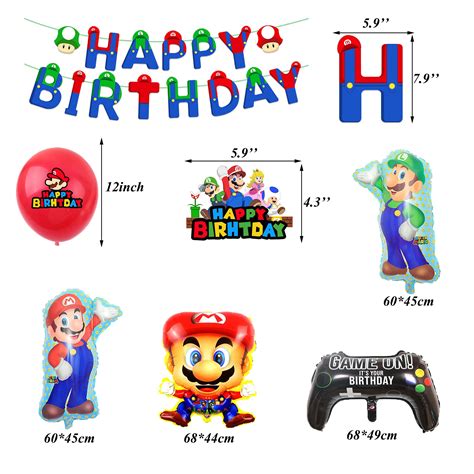 Roraro Mario Birthday Party Pack Banner Balloons Supe