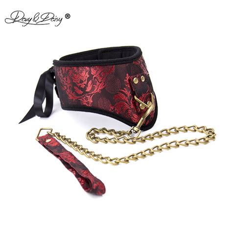 davydaisy red vintage exotic neck collar slave lead chain bdsm bondage role play adult game sex