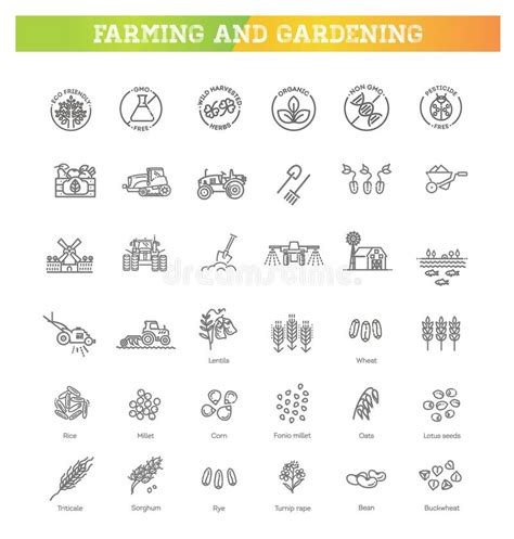 Set Of Agriculture And Farming Line Icons Stock Vector Illustration