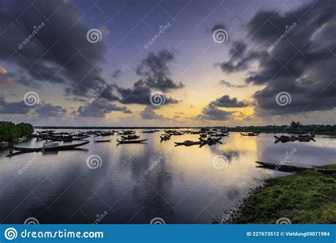 Boats In Tam Giang Lagoon In Sunrise In Hue Stock Photo Image Of